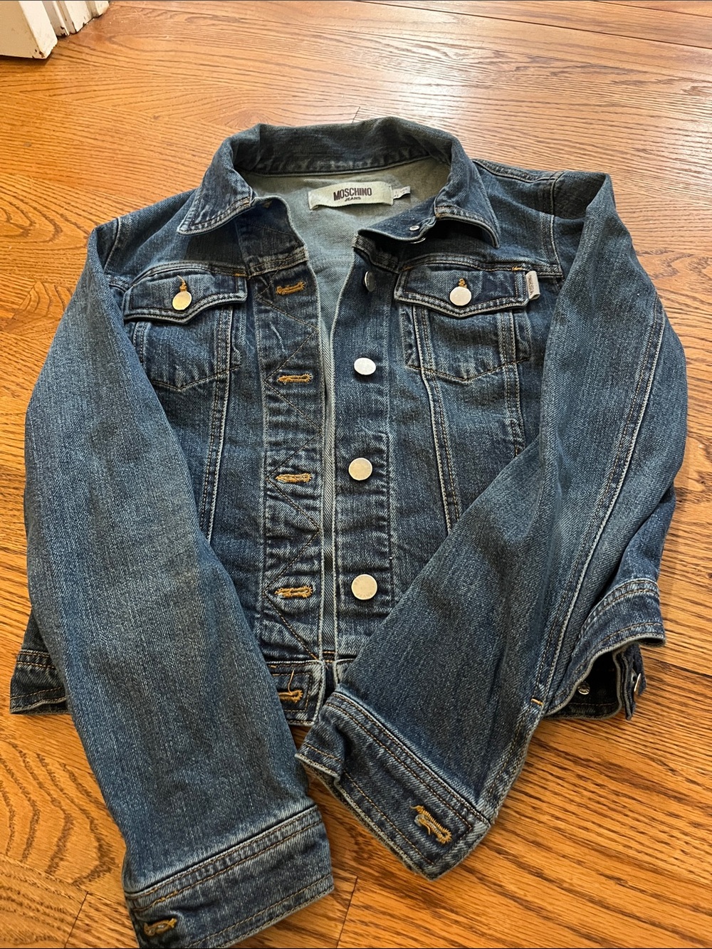 Vintage Moschino Jeans Blue Denim Jean Jacket Trucker Womens